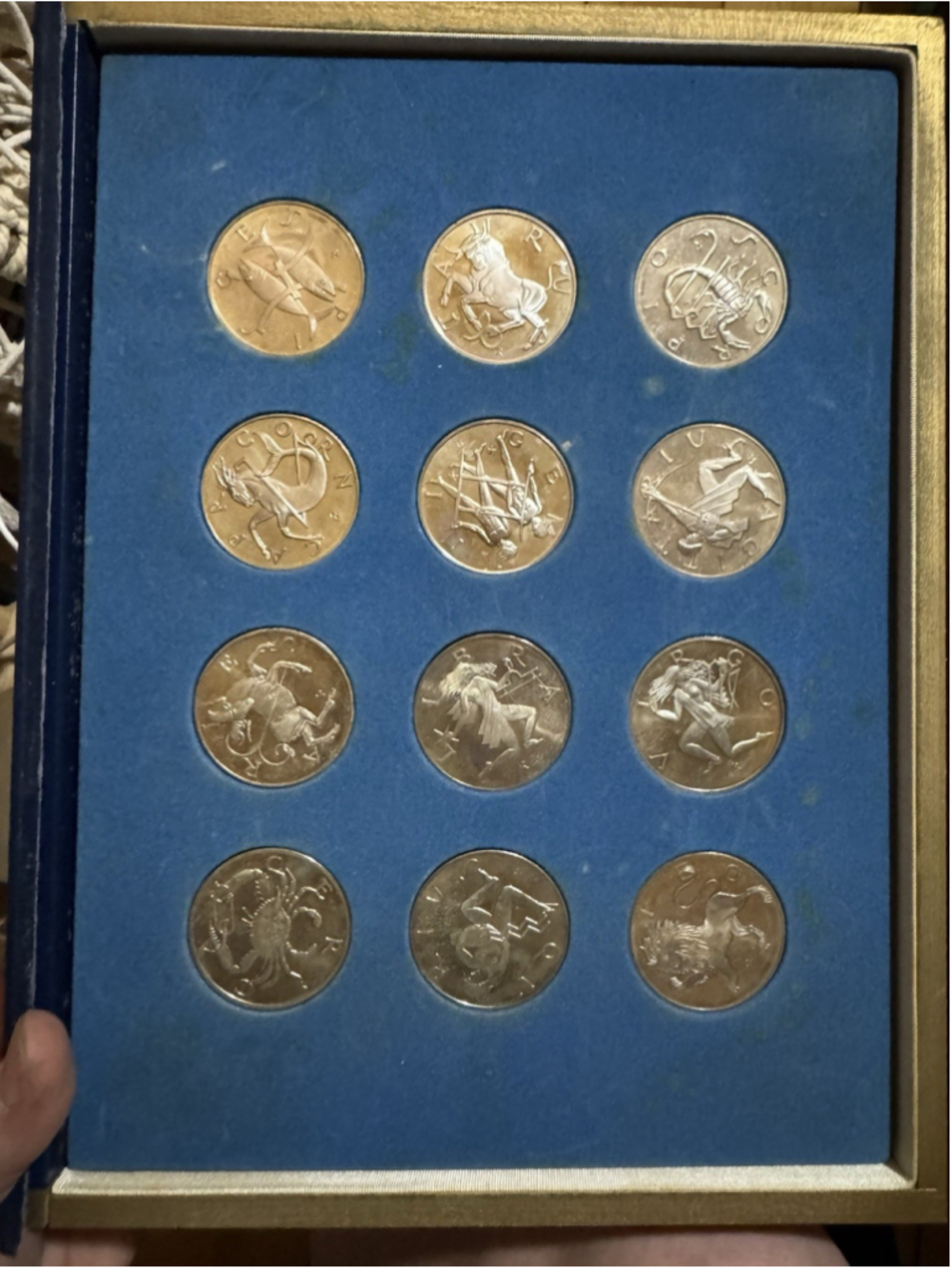 Franklin Mint Treasury of Zodiac Medals Sterling Silver Proof Set Full Size